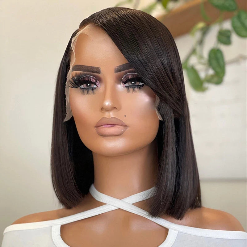 Brennas Straight Short Bob Wig 13x4 Lace Front Human Hair Glueless Wig For Women Ready to Wear Beginner Wig