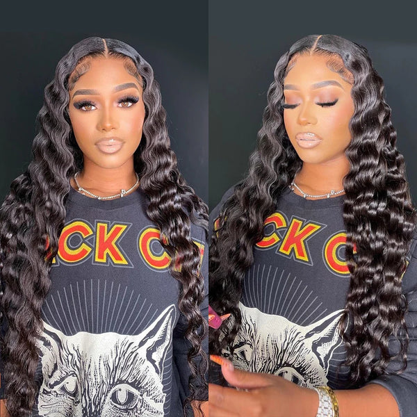 13x6 HD Deep Wave Lace Front Wigs Deep Curly Human Hair Glueless Wigs Pre Plucked - Brennas Hair