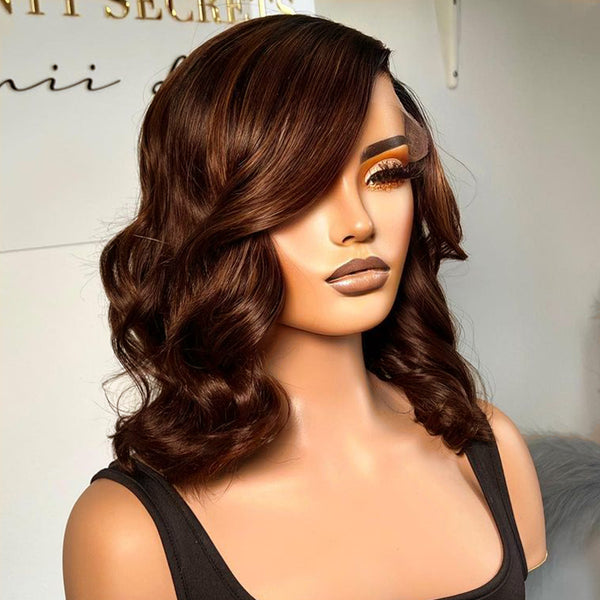 Brennas Hair #4 Chocolate Brown Loose Body Wave Wig Pre-Cut Lace Breathable Cap-Air Wigs