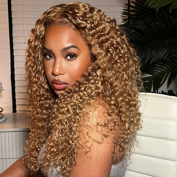 #30 Colored Honey Blonde Curly 13x4/13x6 HD Lace Front Wigs 100% Virgin Human Hair Wigs - Brennas Hair