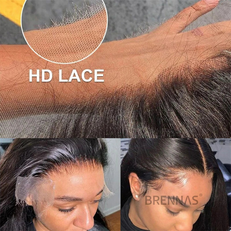 straight hd lace wig brown human hair wig