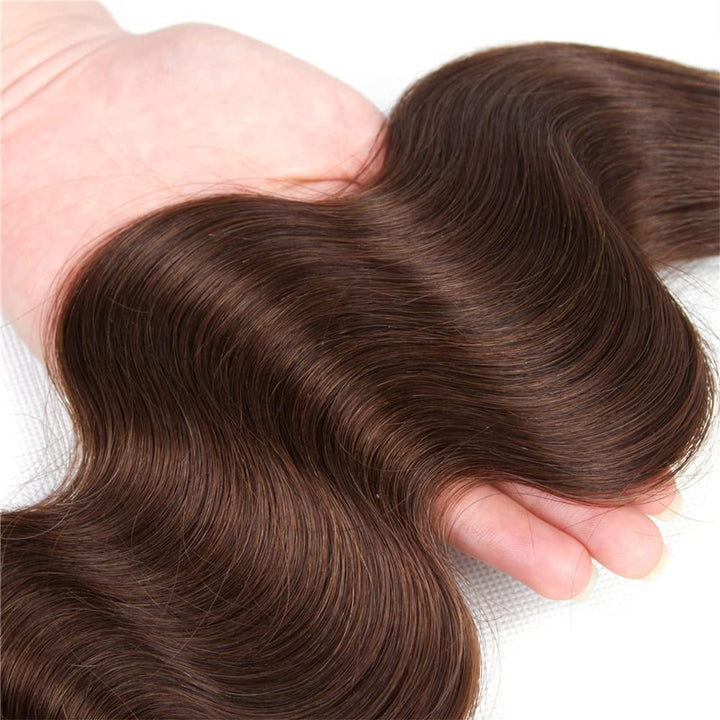 #4 Light Brown Body Wave Hair 3 Bundles With Closure Human Hair With Lace Closure | Brennas Hair