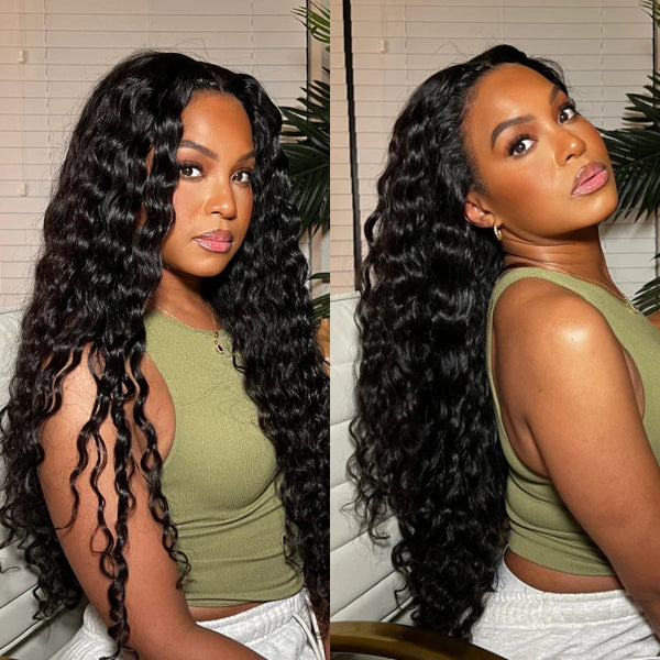 Brennas Deep Wave Glueless Wig Skin Melt Pre-Plucked Glueless Wig with Natural Hairline 4x4 HD Lace Closure Wigs For Women