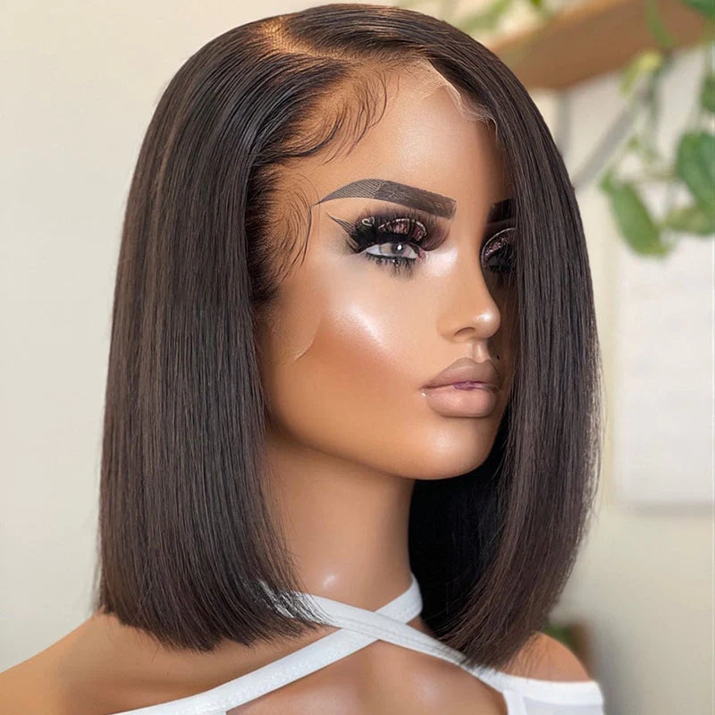 Brennas Straight Short Bob Wig 13x4 Lace Front Human Hair Glueless Wig For Women Ready to Wear Beginner Wig