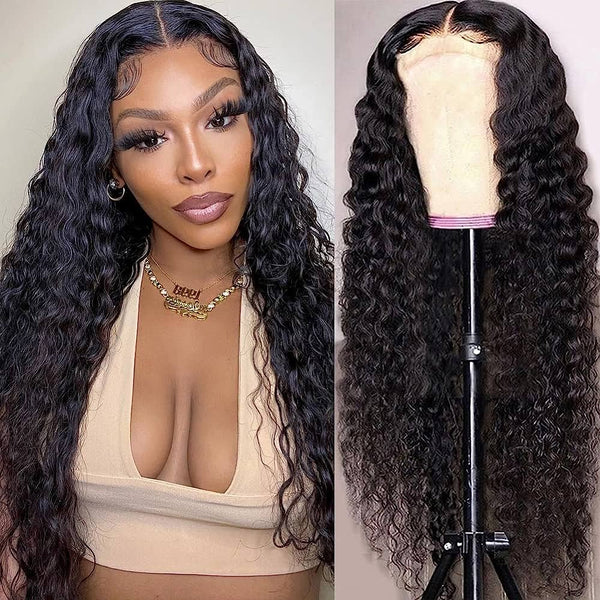 Water Wave 4x4 HD Lace Closure Wigs Human Hair Pre Plucked Brazilian Virgin Wet and Wavy Wigs for Women  - Brennas Hair