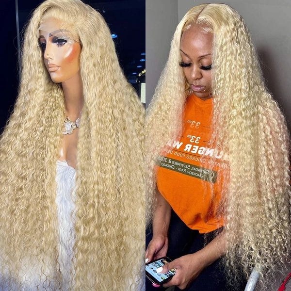 Brennas Hair #613 Blonde Curly Wig 13x4 HD Lace Front Wigs Human Hair Wigs Remy Hair