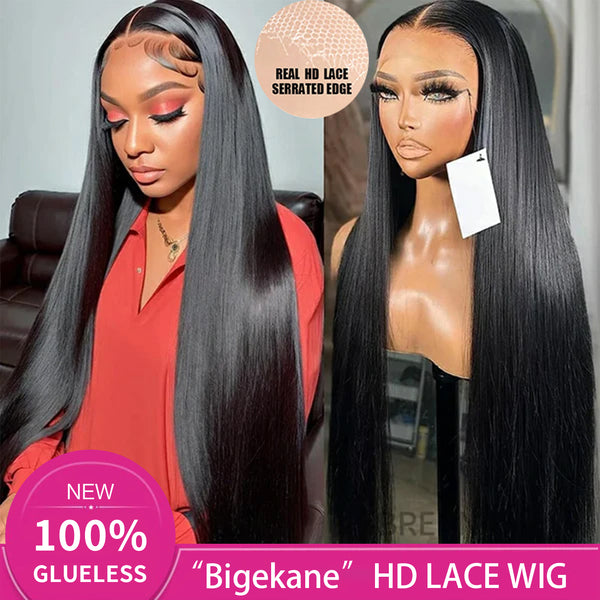 @bigekane recommend !!! Straight Glueless Wigs 13x4 HD Lace Frontal Wigs Human Hair Natural Hairline Brazilian Virgin Human Hair Wigs for Black Women