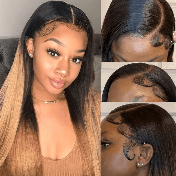 Brennas Hair Ombre Lace Front Wig Human Hair Honey Blonde Straight Lace Front Wigs Human Hair