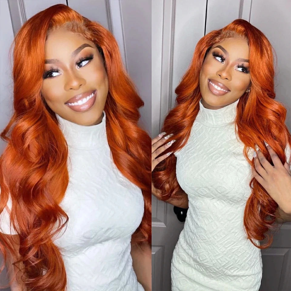 Brennas Hair 350 Ginger Orange Colored Real Human Hair Wigs Body Wave Lace Front WigBrennas Hair 350 Ginger Orange Colored Real Human Hair Wigs Body Wave Lace Front Wig