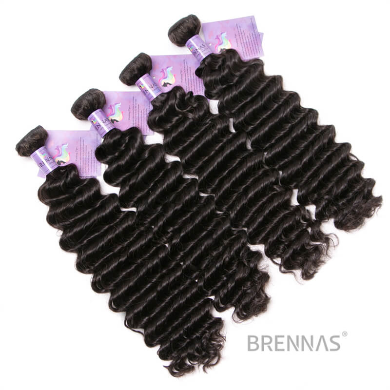 Brennas Deep Wave 4 Bundles With 4x4 Closure Brazilian Natural Human Hair