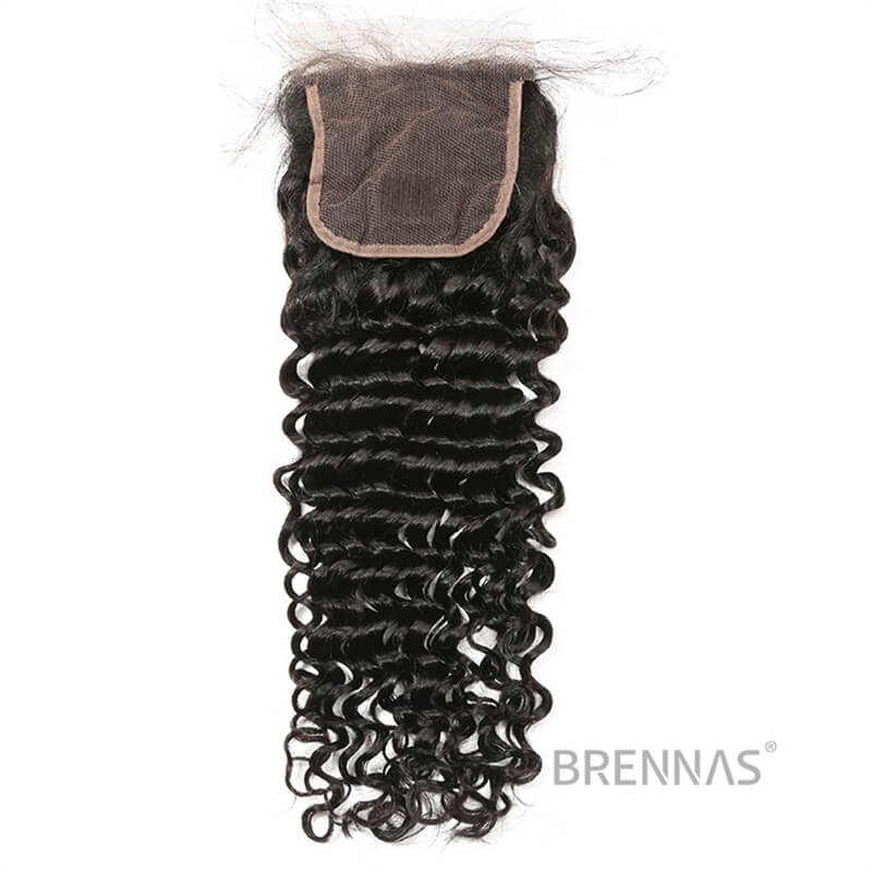 Brennas Deep Wave 4 Bundles With 4x4 Closure Brazilian Natural Human Hair