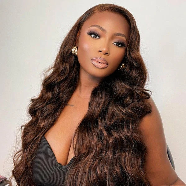 Brennas Hair Brown Color Wig 13X4/13X6 Body Wave Pre Plucked Human Hair  for Black Women Chocolate Brown Glueless Wigs Unprocessed Brazilian Virgin Human Hair with Baby Hair Bleached Knots