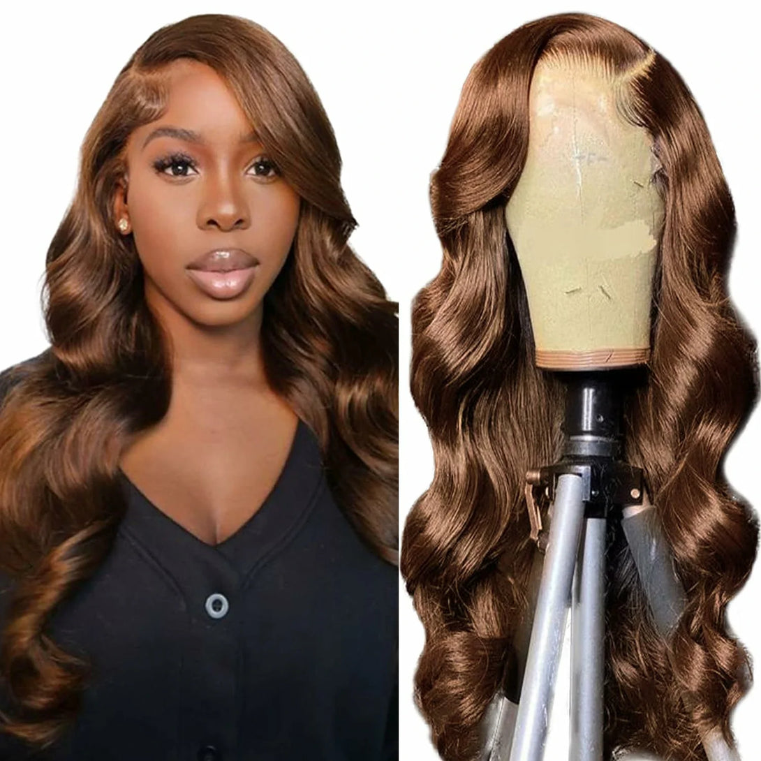 Brennas Hair Brown Color Wig 13X4/13X6 Body Wave Pre Plucked Human Hair  for Black Women Chocolate Brown Glueless Wigs Unprocessed Brazilian Virgin Human Hair with Baby Hair Bleached Knots