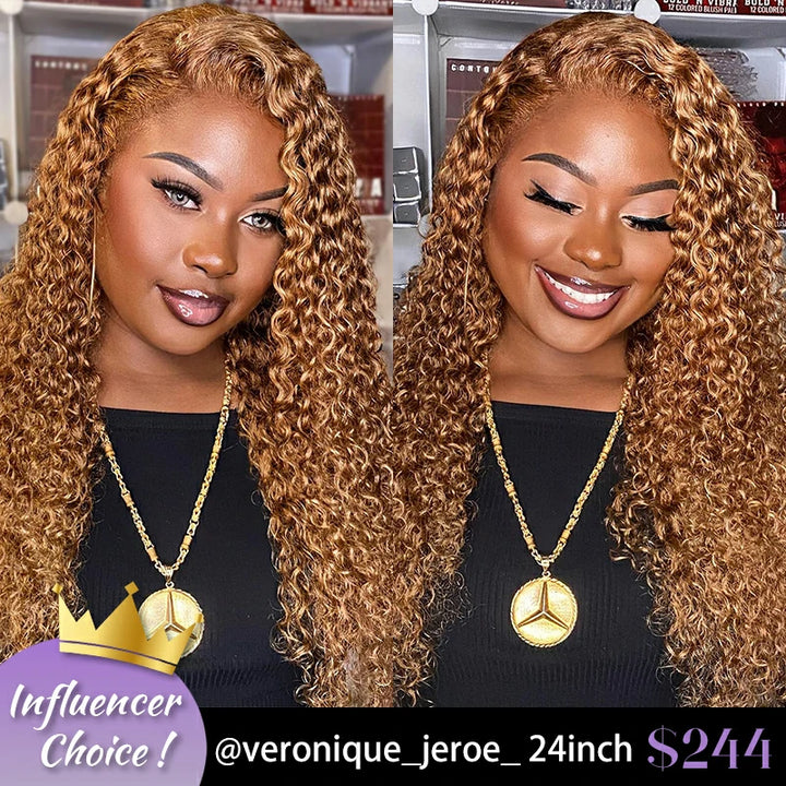 24 Inch $244-Influencer Choice - Honey Blone Color Curly Wigs