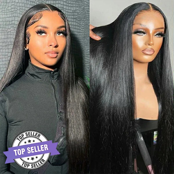 Long Straight Human Hair Lace Front Wig