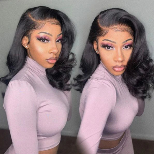 Body Wave Bob Wig 13x4 Peruvian Body Wave Lace Front Wigs Natural Color Preplucked Human Hair Lace Frontal Wigs For Black Women