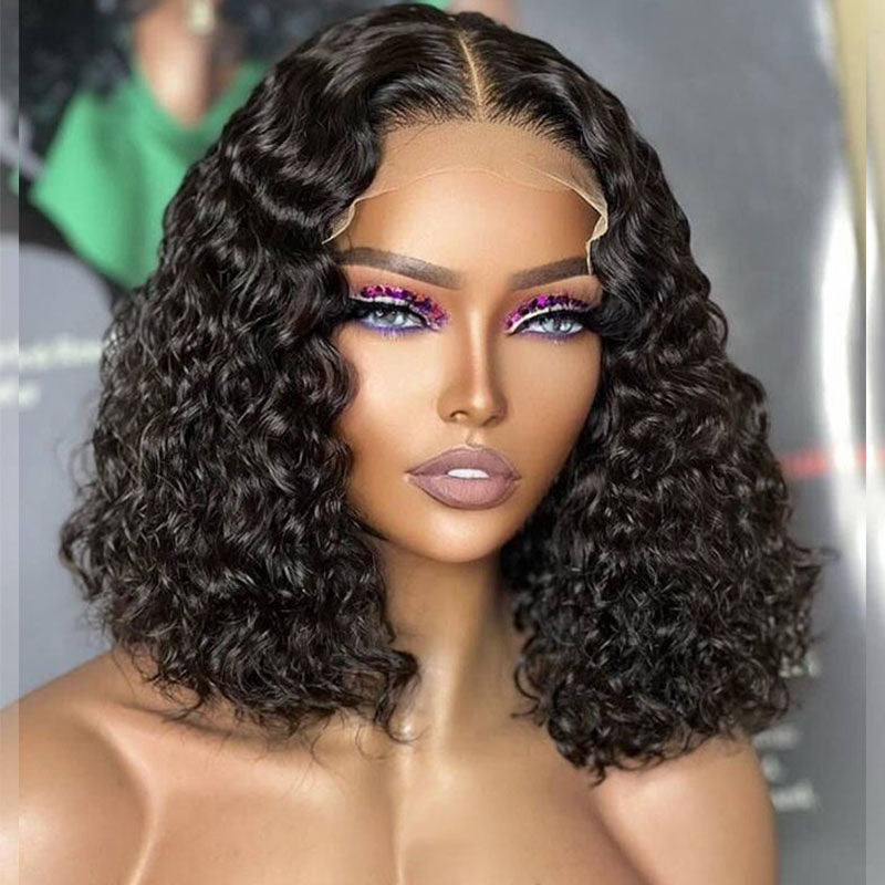 Brennas Hair Short Curly Bob Wigs Brazilian Virgin Human Hair 13x4 Transparent Lace Front Wigs Kinky Curly Hair For Black Women Pre Plucked with Baby Hair