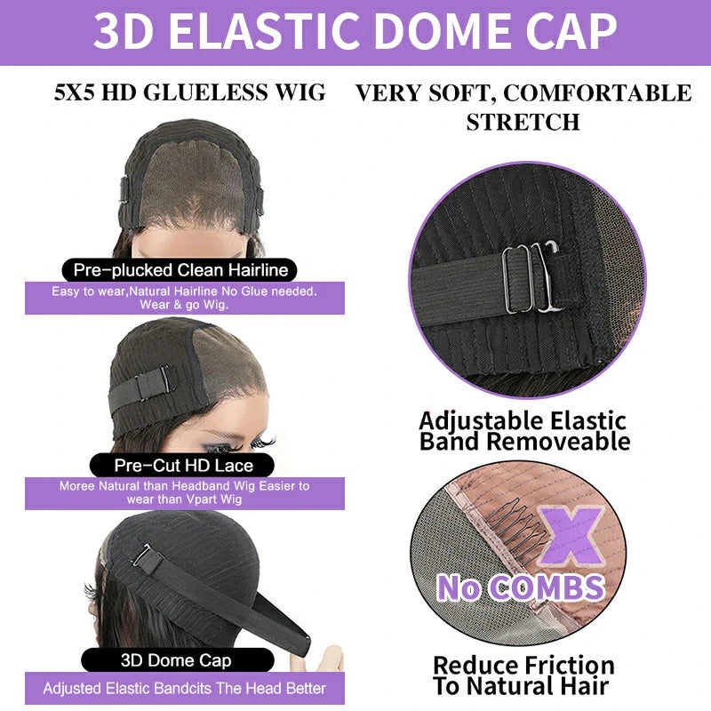 5x5 / 4x6 Wear Go HD Lace Closure Glueless Wig Cap