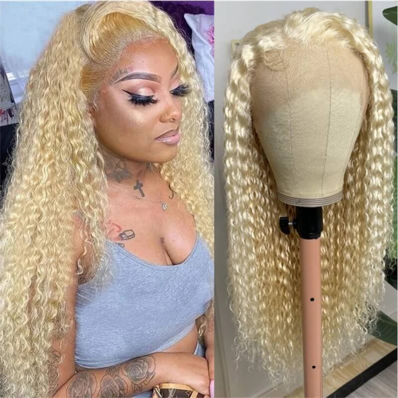 Brennas Hair #613 Blonde Curly Wig 13x4 HD Lace Front Wigs Human Hair Wigs Remy Hair