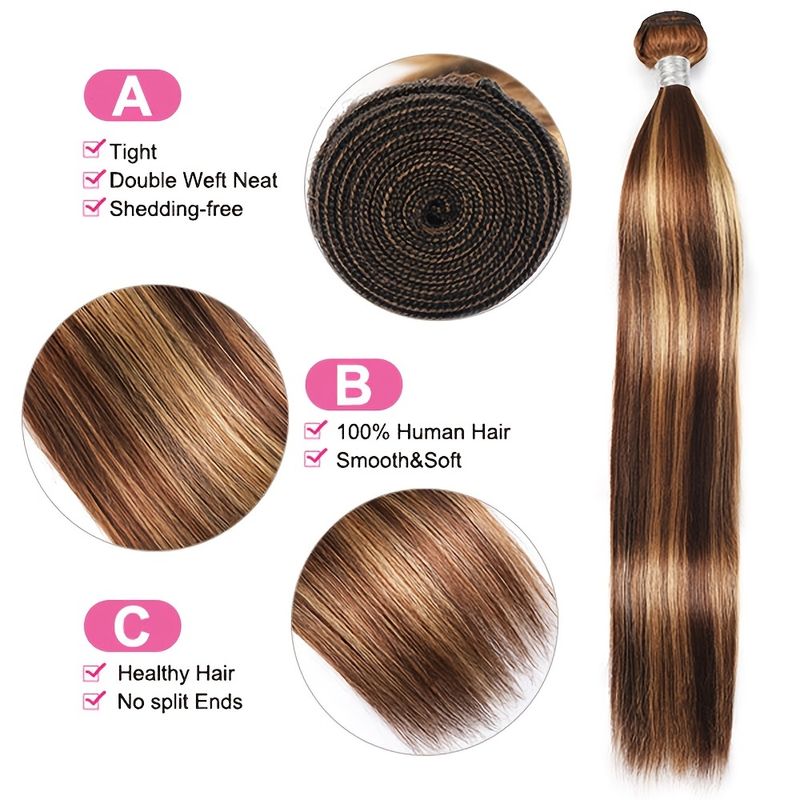 p4/27 Highlight Straight Brazilian Straight Hair 3 Bundles | Brennas Hair 