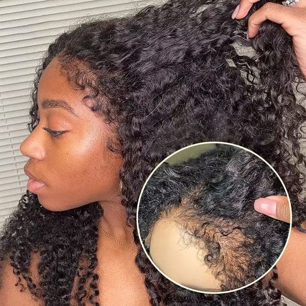  Brennas 4C Edges HD Lace Deep Curly Human Hair Wig With Curly Baby Hair
