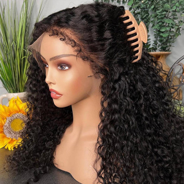 Brennas 4C Edges HD Lace Deep Curly Human Hair Wig With Curly Baby Hair