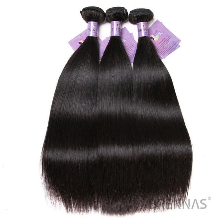 Brennas Hair Brazilian Straight Hair 3 Bundles With Closure High Quality Brazilian Virgin Hair Wavy Human Hair Bundles With Closure