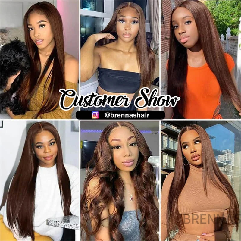 auburn straight lace front wig