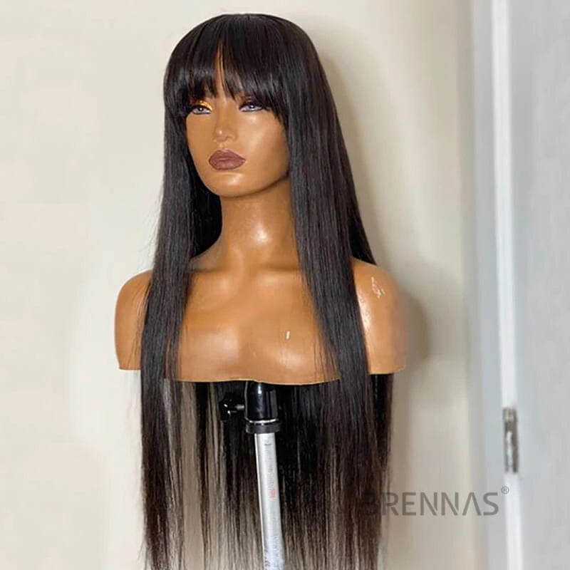 straight wig with bangs